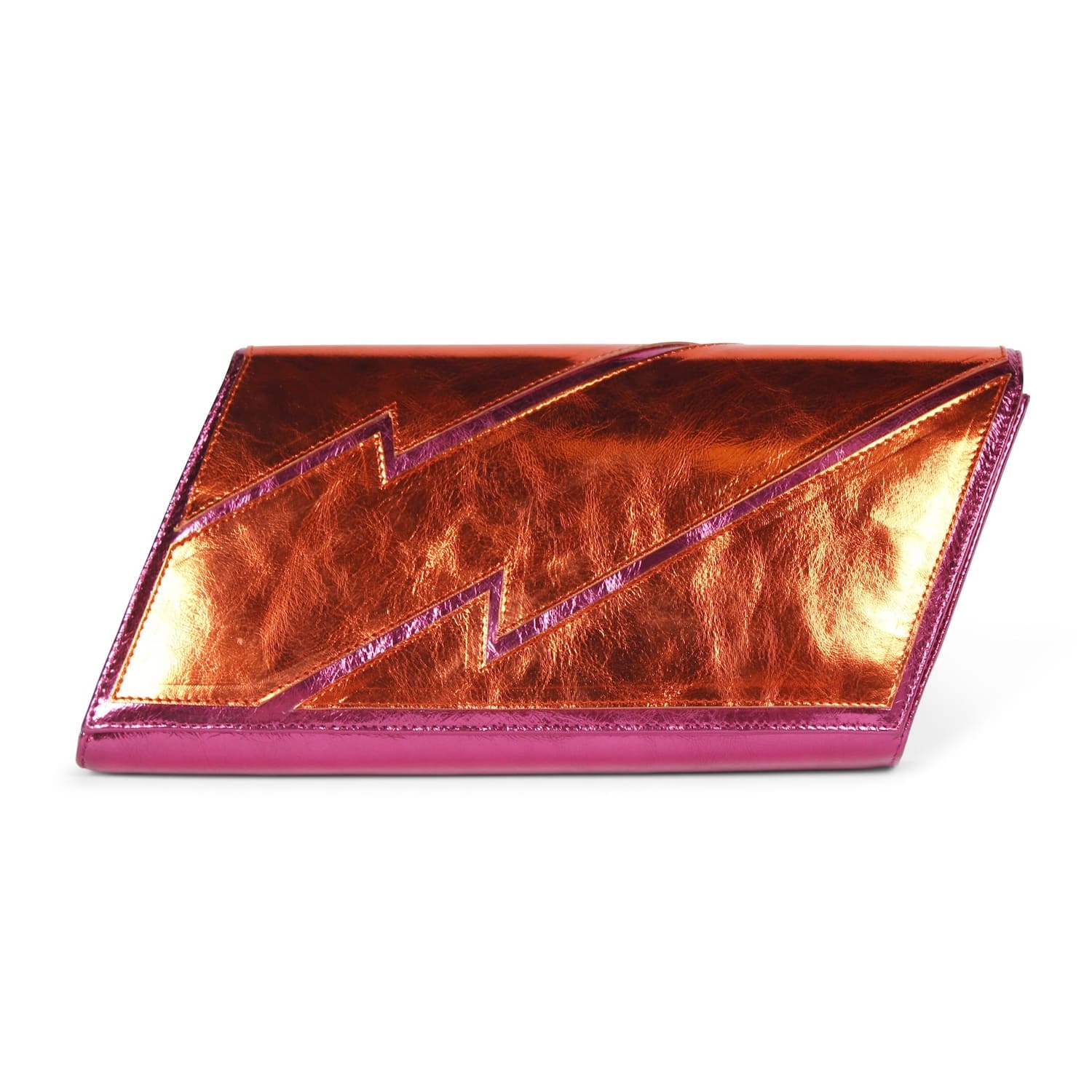 Metallic Pink Orange Clutch Bag