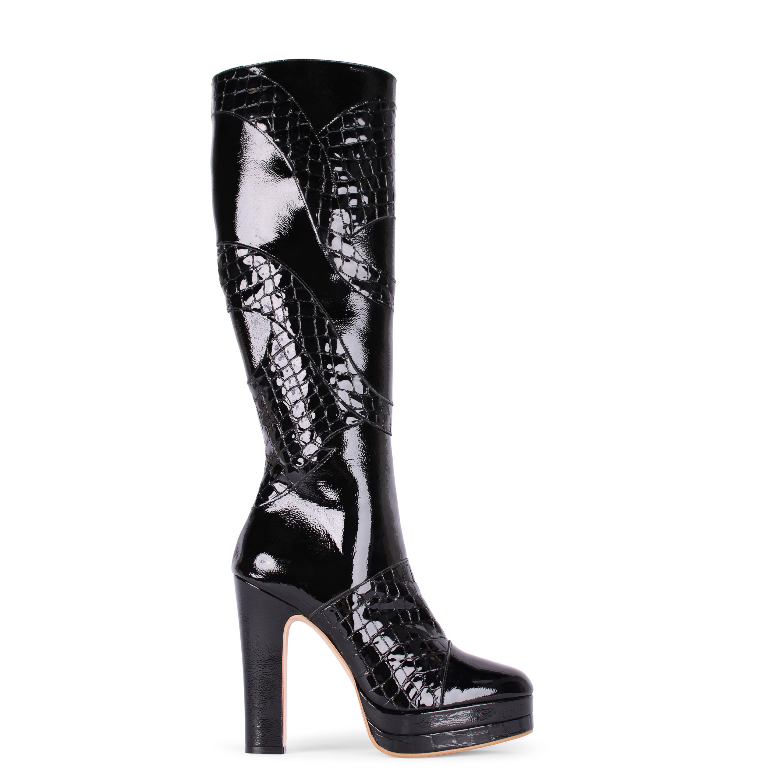 River Gloss Black Platform Boot