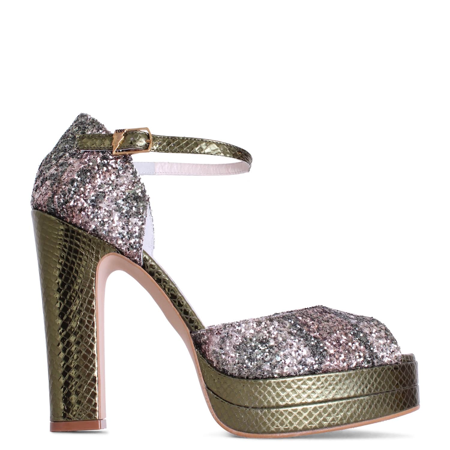 Lena Green Crystal Platform Heel