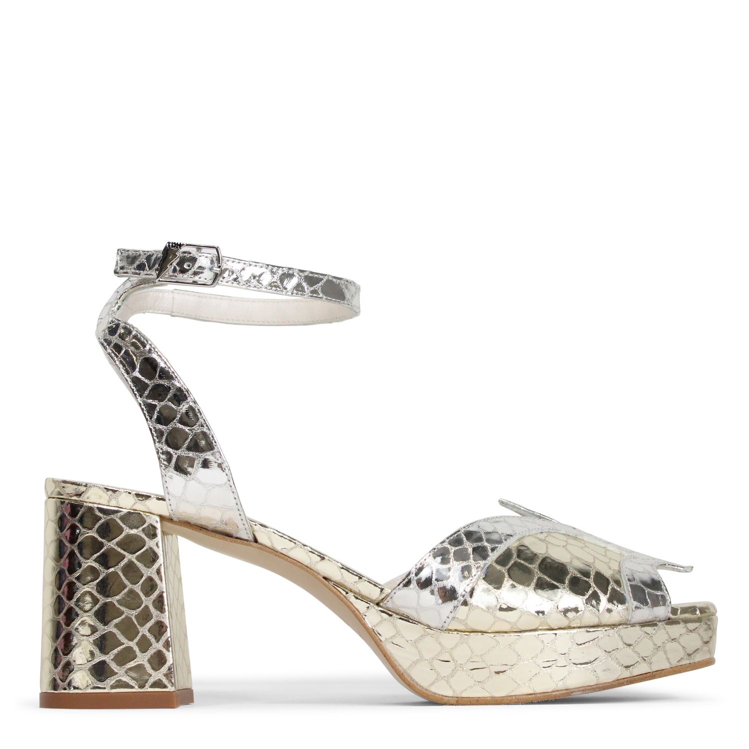 Ellie Gold Silver Block Heel