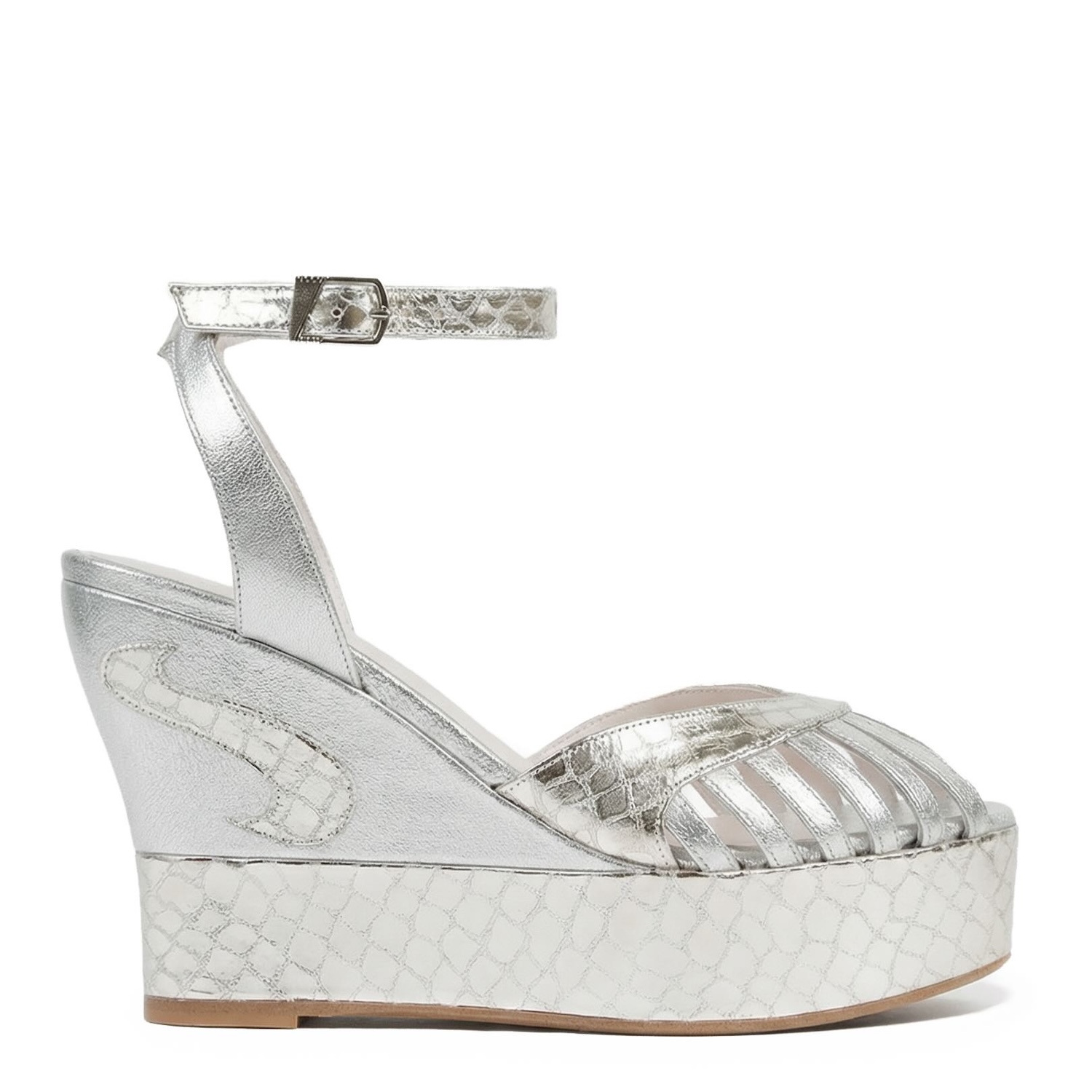Margaux Mid Silver Wedges