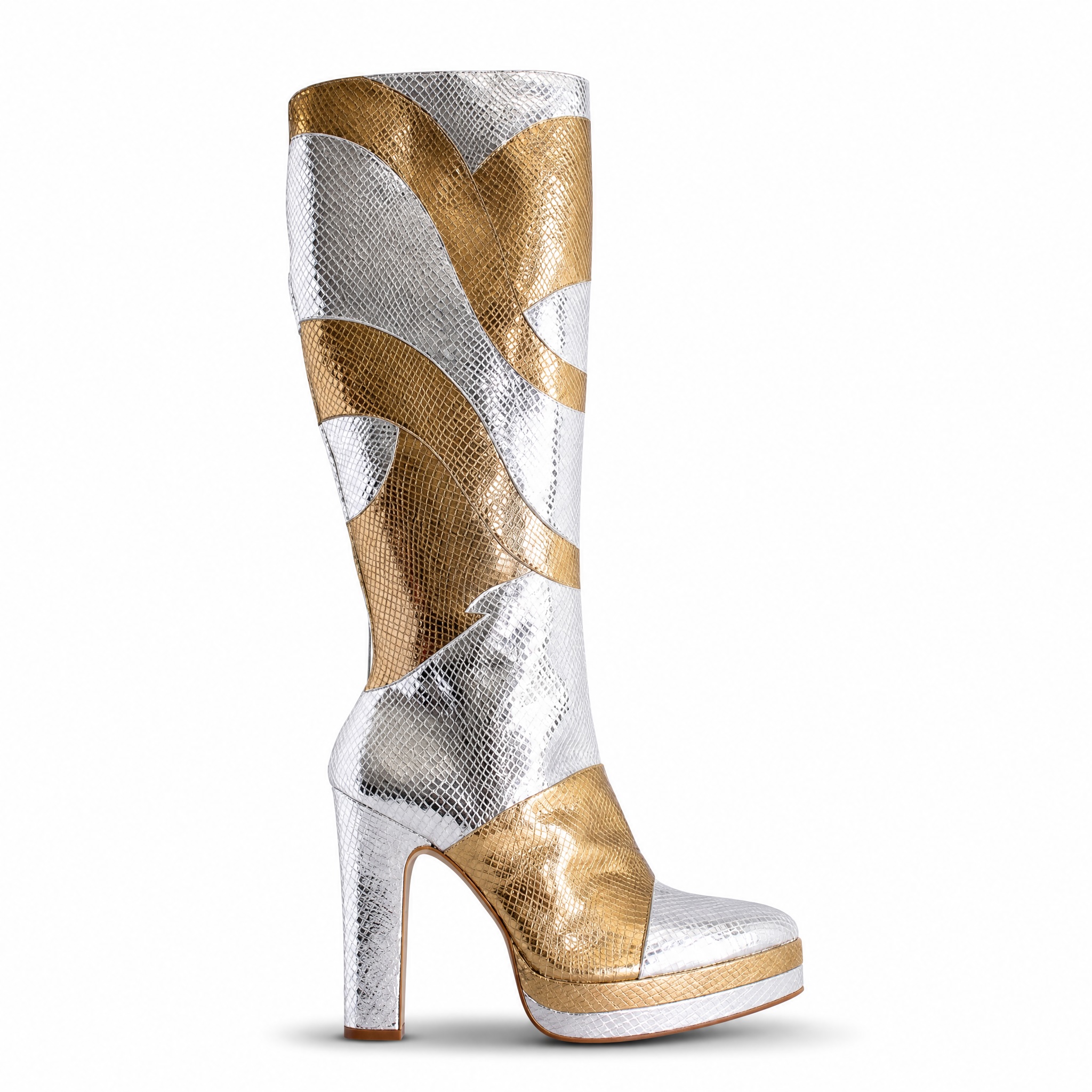 River Gold Silver Platform Boots